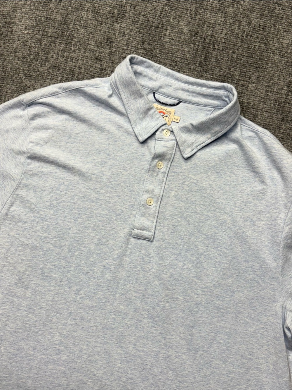 Faherty Movement Polo Shirt Men XL Blue Heather Cotton Modal Knit Casual MKC0115